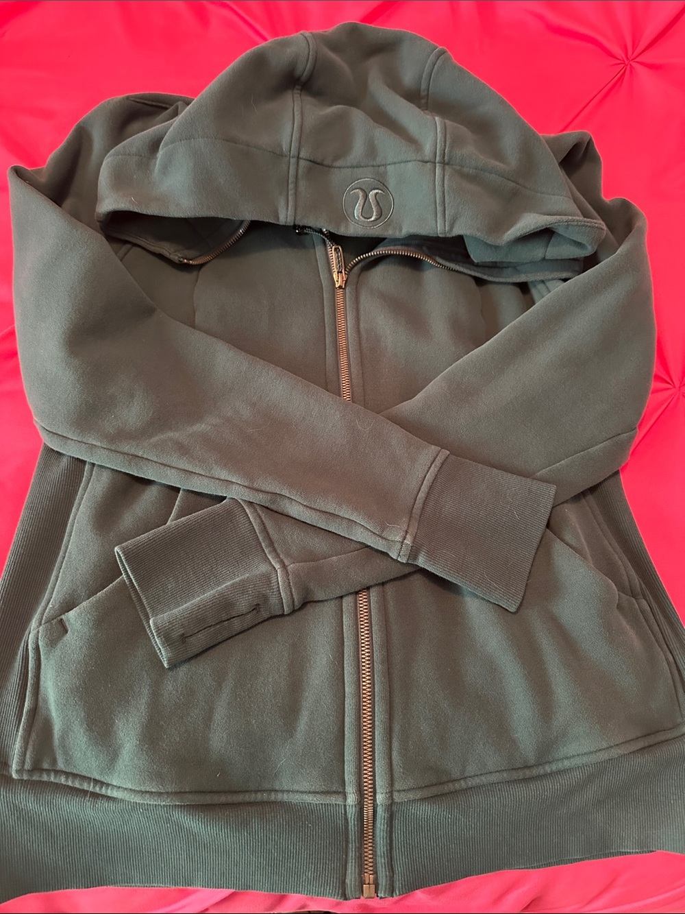 lululemon athletica dark green zip hoodie